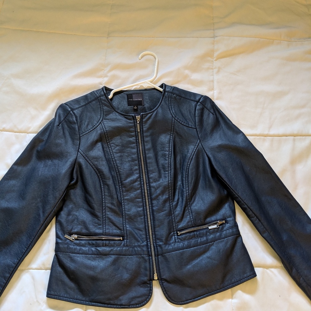Limited Navy Leather Jacket